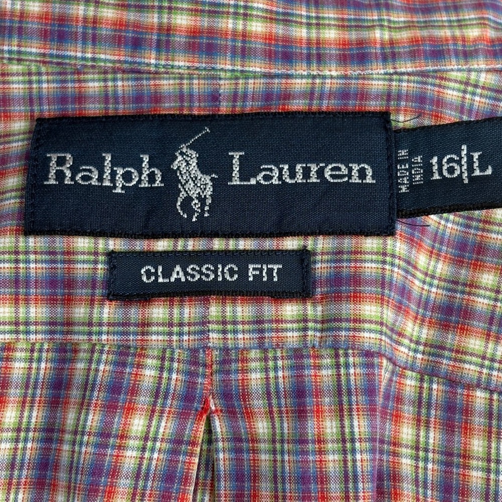 Ralph Lauren Mens 16/L Classic Fit Long Sleeve Plaid Button‎ Down Shirt - Picture 5 of 6